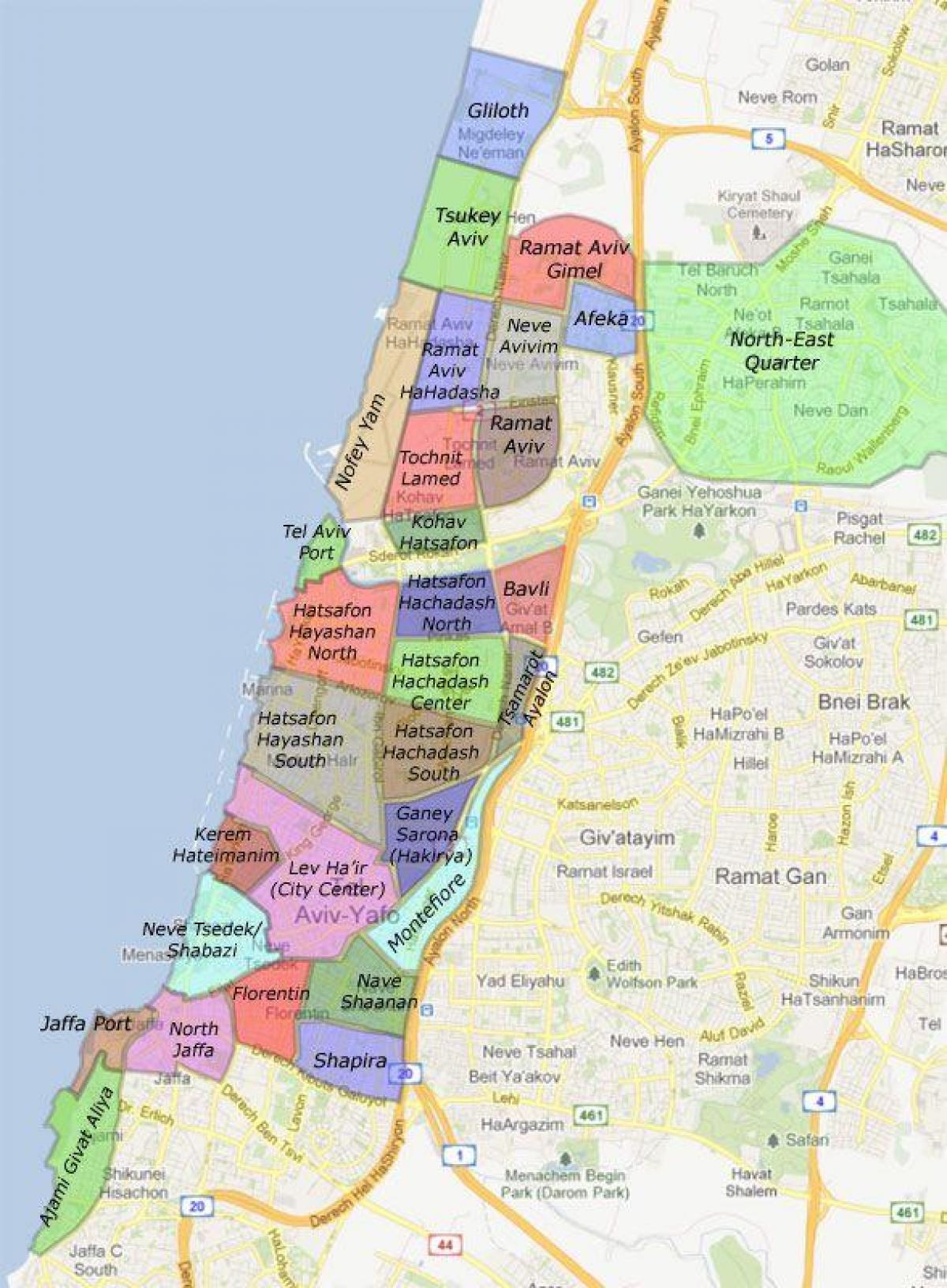 テルアビブ地区の地図