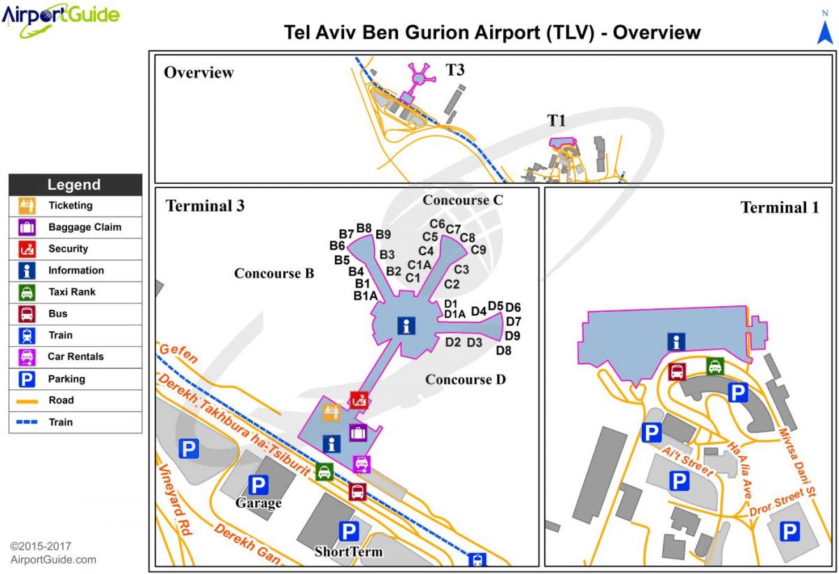 ベングリオン空港第1ターミナルの地図