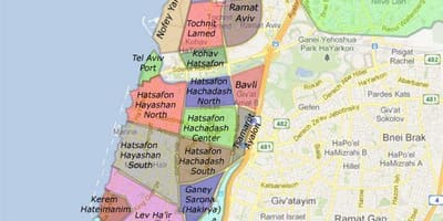テルアビブ地区の地図